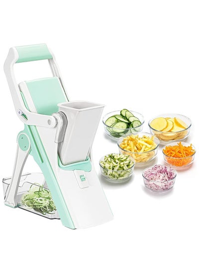 Buy Vegetable Chopper Mandolin Slicer Chopper and Grater, Onion Potato Salad Apple Carrot Veggie Fruit Chopper with Container - 5 Blades in Saudi Arabia