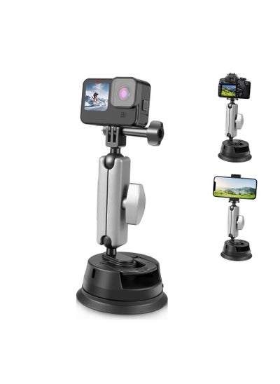 Buy Car Suction Cup Mount with 360° Rotation for Windshield & Window, Compatible with GoPro Hero 11 10 9 8 7, Insta360 X3, DJI Action Cameras, Ideal for Cars, Tiles, and Table Tops. in UAE