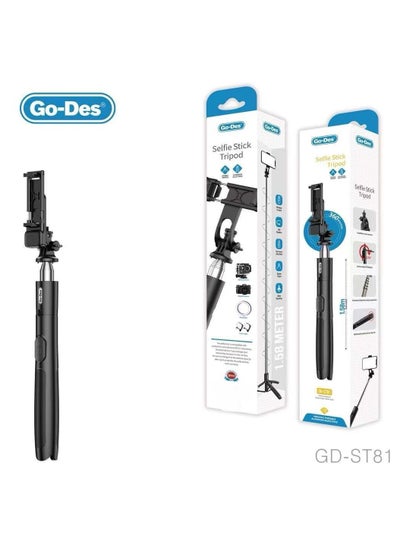 Buy Go-Des Telescopic Tripod Selfie Stick With Wirelesss Control Camera For Outdoor Photography in UAE