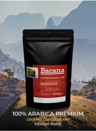 Buy Bacana Black Line Ethiopia - Medium Roast Ground Coffee - Notes of Citrus and Mango - 200 g in UAE