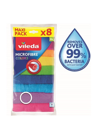 Buy Vileda Microfiber Colors All Purpose Wiping Cloth 8Pcs in UAE