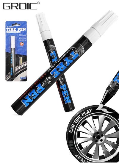 Buy 2PCS Premium Tire Marker Pens, White Waterproof Paint Markers For Car Tire Lettering,Paint Pen for Car Tires,Car Tire Graffiti Pen,Automobile Decoration Supplies in Saudi Arabia