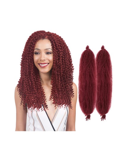 اشتري 24 Inch Springy Afro Twist Hair Natural Synthetic Hair Pre Separated Marley Twist Braiding Hair Synthetic Wrapping Hair For Soft Suitable for Women 2 Pieces Red في السعودية