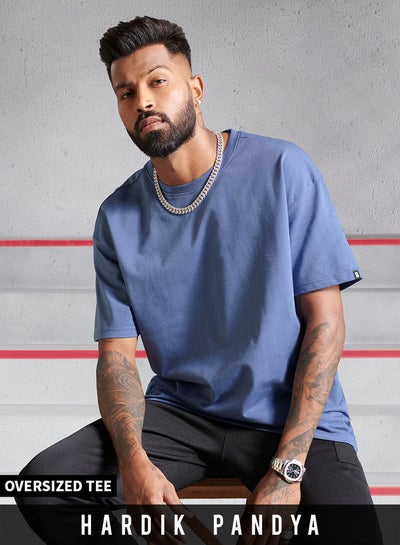 The Souled Store Men Round Neck Half Sleeve Oversized Cotton Blend