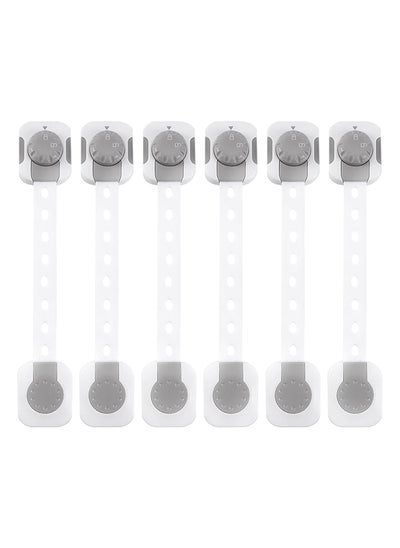 Buy Pack Of 6 Baby Safety Lock With Multi-Functional Adjustable Double Button Baby Anti-Clip Latch System For Cabinets, Drawers, Fridge, Closet Door in UAE