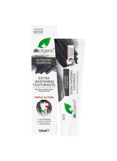 اشتري Dr. Organic Extra Whitening Charcoal Toothpaste White 100ml في الامارات