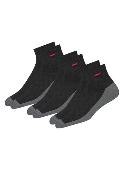 Buy NAVYSPORT Men's Ankle Solid Cotton Cushion Comfort Quarter Socks, Pack of 3 (Free Size, Black) in UAE