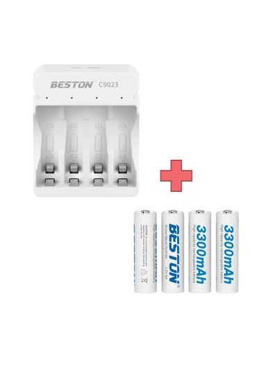 اشتري Beston C9023 Charger with 4 Pcs of AA Batteries في الامارات