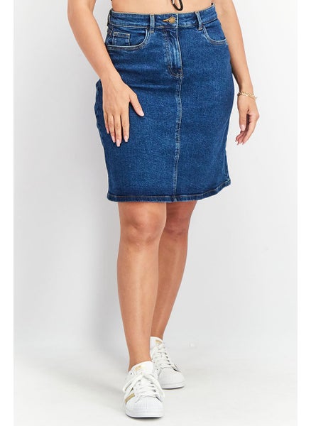 اشتري Women Plain Midi Denim Skirt, Blue في الامارات