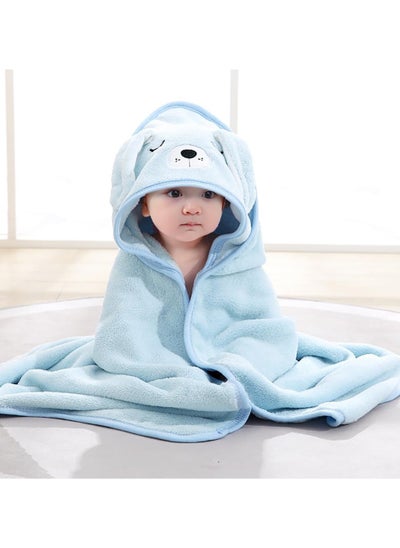 اشتري Tazweeq Baby Bath Blanket, Hooded Baby Towel, 80x80cm Large Baby Bath Towel, Absorbent Soft Baby Bath Blanket, Cute Cartoon Animal Baby Towel for Boy Girl Baby (Blue) في الامارات