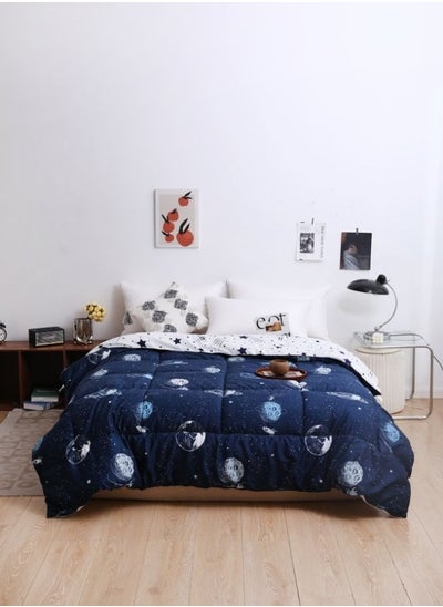 Buy Variance Print Pack of 1 Piece 220*240cm/160*210cm Duvet (Comforter) Vacuum Pack, Reversible Galaxy Design Dark Blue and White Color in UAE