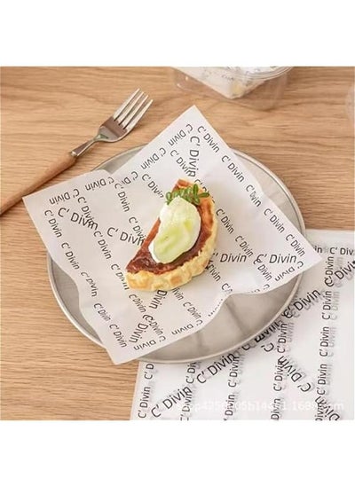 Buy 100Pcs Wax Paper Sheets for Food, Basket Liners Food Picnic Paper Sheets Greaseproof Deli Wrapping Sheets,BBQ paper,White background with printed French text (8.7×8.7 in) in Saudi Arabia