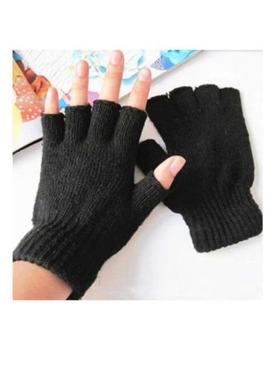 Buy Half Fingers Wool Winter Gloves Black in Egypt