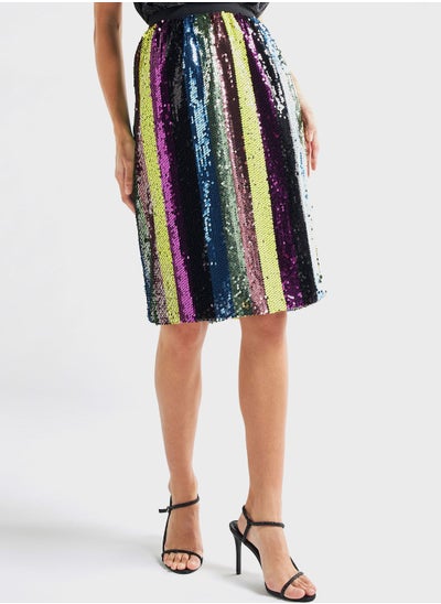 Buy Sequin Contrast Detail Skirt in Saudi Arabia