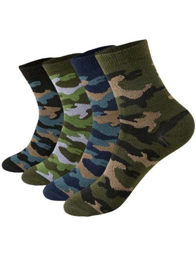 اشتري Men's Mid-Calf Camouflage Socks Round Neck Fashionable knitted Socks 4 Pairs Of Casual Socks Soft And Comfortable Socks في الامارات