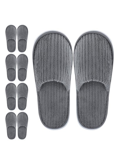 اشتري Disposable Slippers, 5 Pairs Closed Toe Spa Slippers Coral Fleece Washable Home Slippers for Women Men Guests Hotels House Slippers Housewarming Party Indoors Bathroom Traveling (Gray) في السعودية