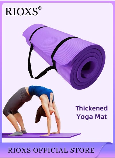 Buy 10 mm Extra Thick Non Slip Yoga Mat High Density Anti-Tear Exercise Yoga Mat Ideal for Fitness Pilates Yoga with Carrying Bag & Bandage in Saudi Arabia