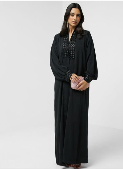 Buy Embroidered Accent Abaya in Saudi Arabia