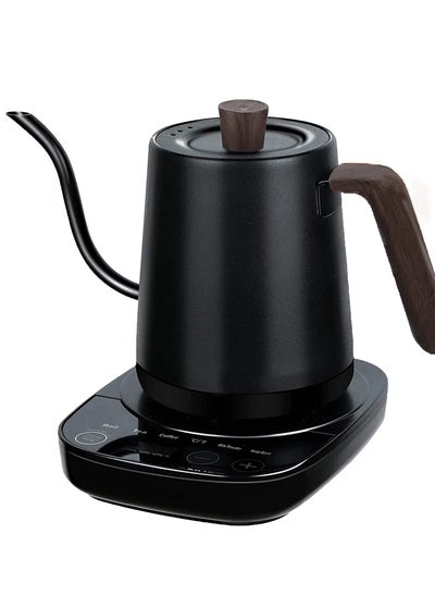 Buy Electric Gooseneck Kettle 0.8L, 304 Stainless Steel Coffee and Tea Pot, Automatic Temperature Control and Constant Temperature, 1000W Quick Heating (Matte Black) in Saudi Arabia