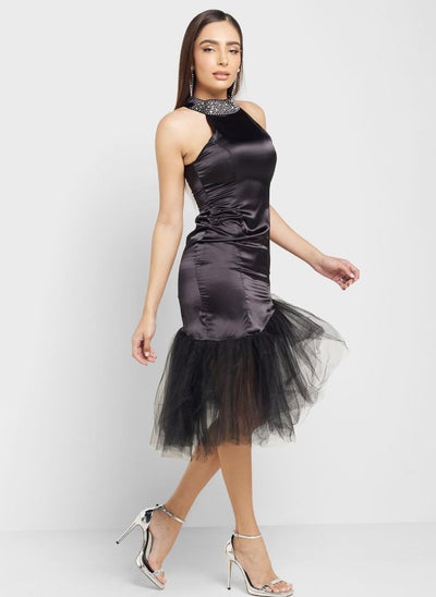 Buy Halter Neck Ruffled Hem Dress in Saudi Arabia