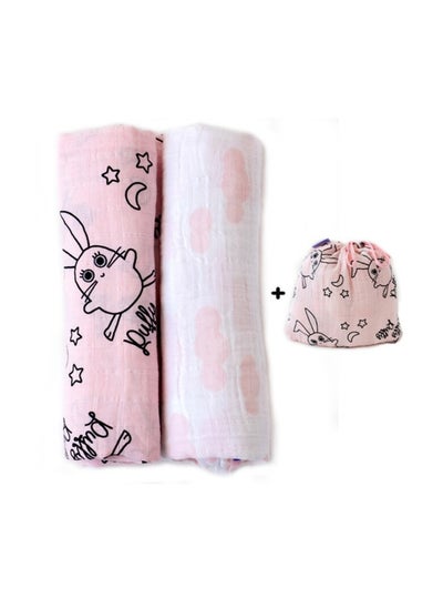 Buy Milk&Moo Cahancin Baby Swaddle Blanket, Oeko Tex Certified 100%Cotton, Muslin Swaddle Blankets, Ultra Soft, Breathable, Lightweight, Set of 2 Muslin Blanket for Baby Girls in UAE