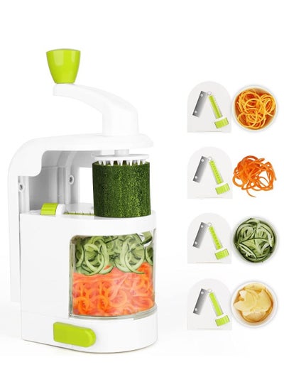 Buy 4-IN-1 Vegetable Spiralizer Rotating Blade Veggie Spiralizer Zucchini Noodle Maker with Strong Suction Cup Spiral Vegetable Cutter Slicer in UAE