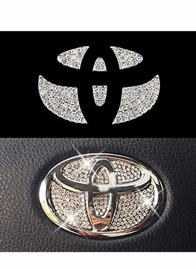 Buy Bling Steering Wheel Logo Caps for Toyota, DIY Diamond Crystal Sparkly Steering Wheel Emblem Accessories Badge Interior Decorations Compatible for Women for All Toyota in UAE