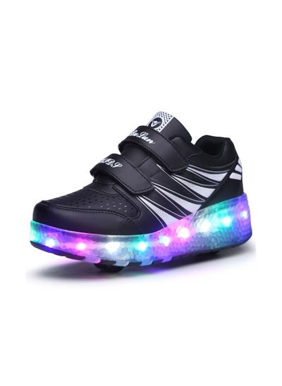 اشتري LED Light Up Roller Skates Wheel Shoes for Kids Black في السعودية