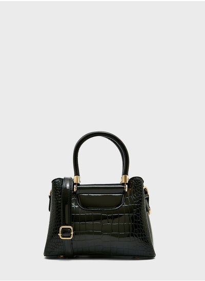 Buy Patent Croc Effect Satchel Bag in UAE