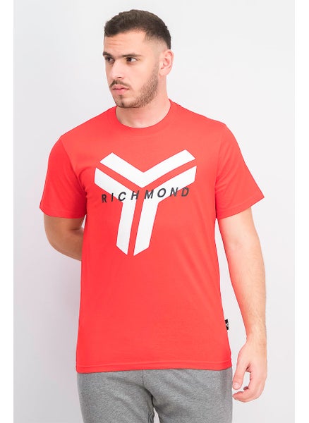 اشتري Men Sportswear Fit Crew Neck Short Sleeves Graphic T-shirt, Red في الامارات