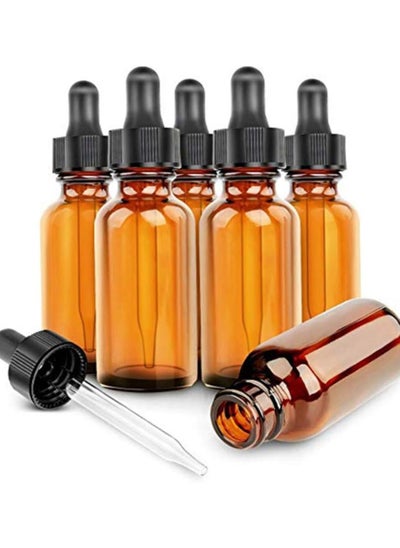 Buy Glass Bottles Essential Oils Glass Eye Dropper 30 ml (1oz) Essential Oils,Glass Eye Dropper Dispenser for Essential Oils, Kitchen Tools, Chemistry Lab Chemicals, Colognes, Amber, 1 fl oz (6 Pack in UAE