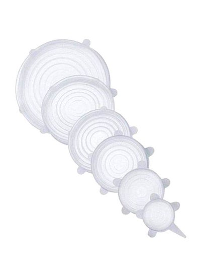 Buy 6-Piece Reusable Suction Lid Set White in UAE