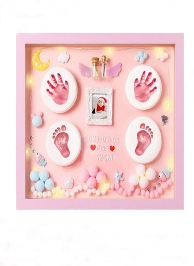 اشتري Newborn Baby Handprint and Footprint Frame Kit with Light and Hairball في الامارات