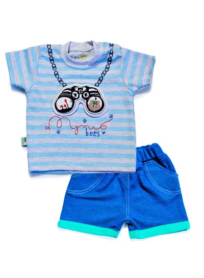 Buy Discovery Baby set with Print T-Shirt And Shorts Blue in Egypt