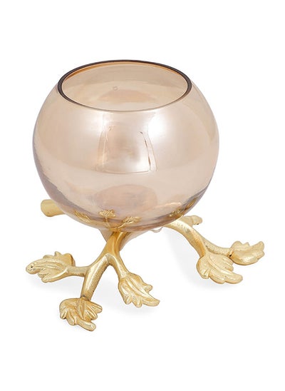 Buy Lacy Candle Holder, Gold - 12x10 cm in UAE