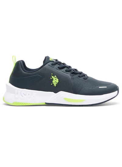 اشتري Men's Navy Sneakers - Lightweight with Neon Green Accents, Breathable and Comfortable Shoes في الامارات