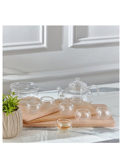 Buy Sip Savor 8-Piece Glass Tea Set 21x9x13.5 cm in UAE