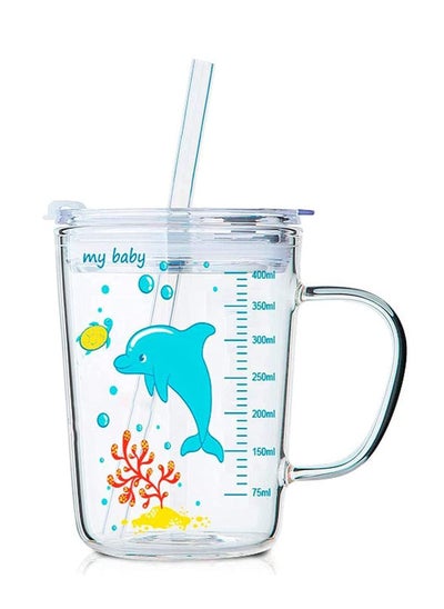 Buy Drinking Cups Milk Cup Water Cup Breakfast Cup Straw Cup Mug With Lid And Straw For Kids Leak Proof Regular Lids Transparent With Scale Heat-Resistant Cute Household Drinking Cup For Kids in UAE