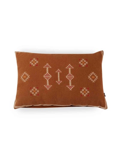 Buy Bianca Hand Embroidered Filled Cushion 40X60cm-Brown in UAE