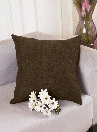 Buy Square Linen Decorative Cushion with Solid Design and Elegant Colors in Saudi Arabia