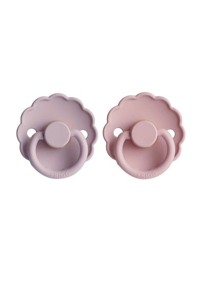 Buy Pack Of 2 Daisy Latex Baby Pacifier 0-6M, Baby Pink/Soft Lilac - Size 1 in Saudi Arabia