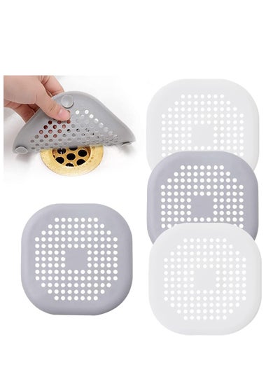 Buy 4 Pack Hair Drain Catcher Silicone Hair Stopper with Suction Cup Shower Drain Cover for Bathroom, Bathtub, Kitchen in UAE