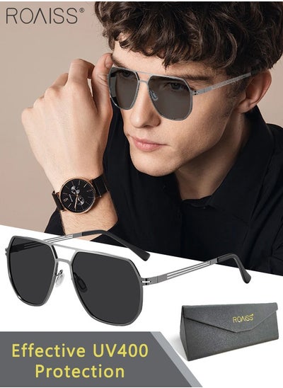 Buy Men's Polarized Aviator Sunglasses, UV400 Protection Sun Glasses with Stainless Steel Frame, Fashion AntiGlare Sun Shades for Men Driving, Fishing, Golfing, Traveling, 58mm in UAE