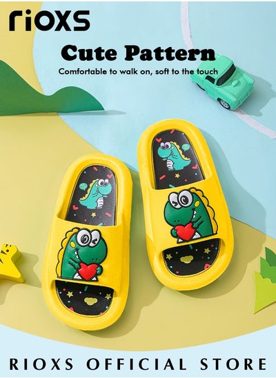 Buy Unisex Kids Shower Cute Cartoon Slippers Boys Girls Non-Slip Soft Sole Open Toe Sandals Slippers For Bathroom Or Indoor Use in UAE