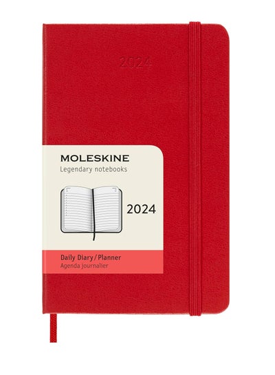 اشتري Moleskine 2024 Daily Planner, 12M, Pocket, Scarlet Red, Hard Cover (9x14cm) في الامارات
