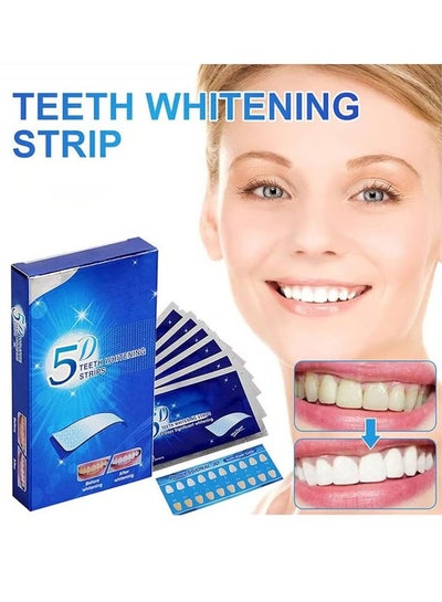 Buy 5D White Teeth Whitening Strips Oral Hygiene Care Strip for false Teeth Dental Bleaching System Gel （7 Sets） in Saudi Arabia