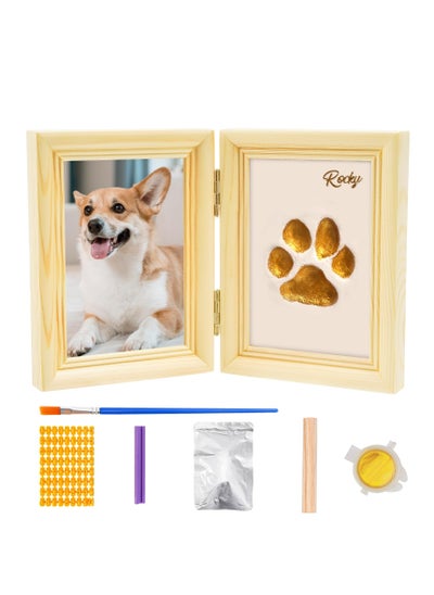 اشتري Paw Print Kit, with Picture Frame and Imprint Clay, Pawprints Impression Keepsake for Dogs Cats, Memorial Desk Display for Pets, Double-hinged Photo Frame, Soft & Easy to Mould, Natural في الامارات