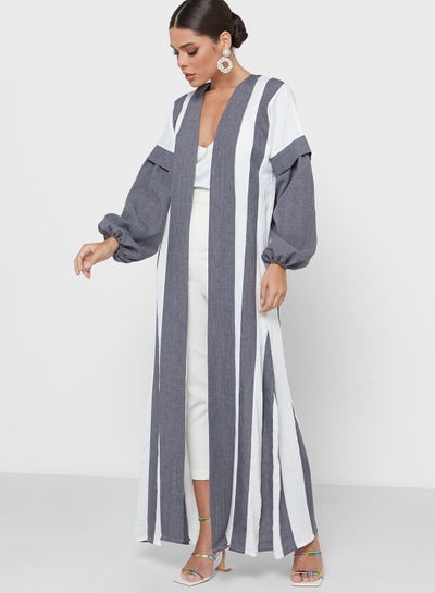 Buy Puff Sleeve Color Block Abaya in UAE