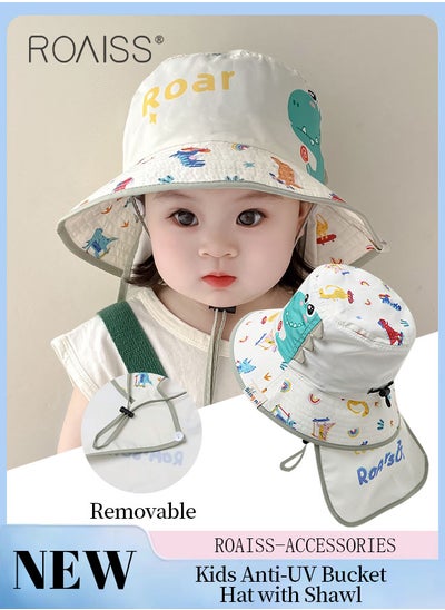 Buy Detachable Kids Anti-UV Bucket Hat with Shawl, UPF 50+ Sun Protection Soft Breathable Quick-drying Sun Cap for Boys & Girls Adjustable Size in UAE