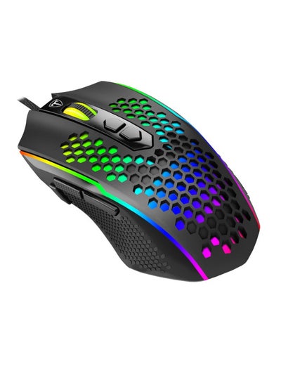 Buy USB Gaming Mouse, Honeycomb Hollow Design Ergonomic Wired Mouse with Backlight, up to 6400 DPI, RGB Gaming Mouse for Mac, Laptop, Computer, PC in Saudi Arabia